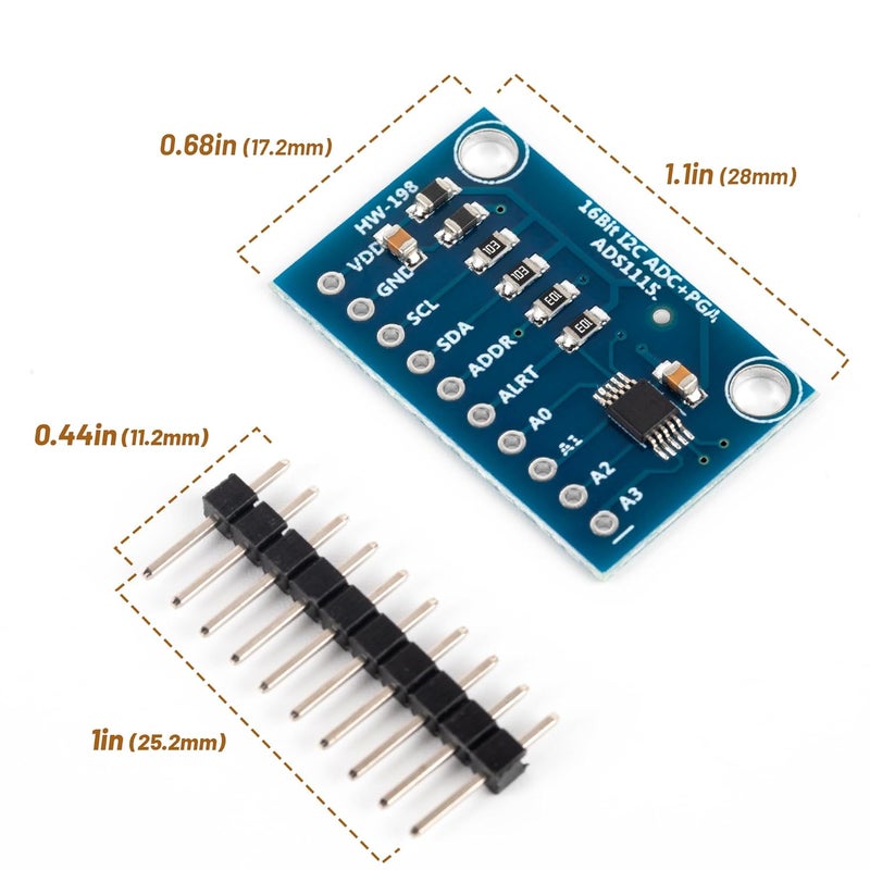 Qoroos 6 PCS ADS1115 16 Bits 4 Channel Analog-to-Digital Converter Precised Develop Board Module Amplifier Board ADC I2C IIC for Arduino Raspberry Pi - Image 3